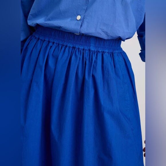Alex Mill Standard Paper Poplin Skirt A-line Pockets Ultramarine Blue Sz Medium - Picture 5 of 6